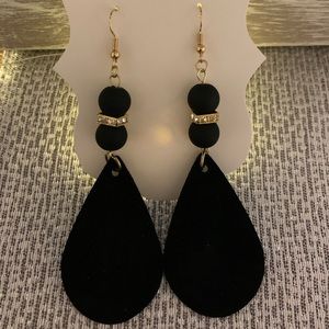 Leather rear drop earrings
